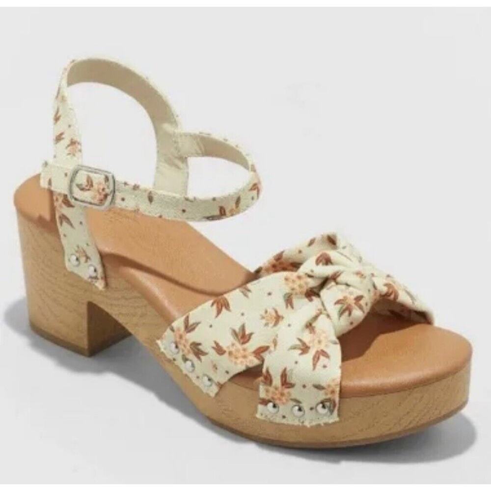 Universal Thread Women's Eleanor Heels‎ - Cream Floral Size 10